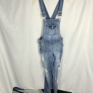 Blue Spice Blue Cotton Distressed Skinny Jeans Overalls Bib Jeans Junior Size 1